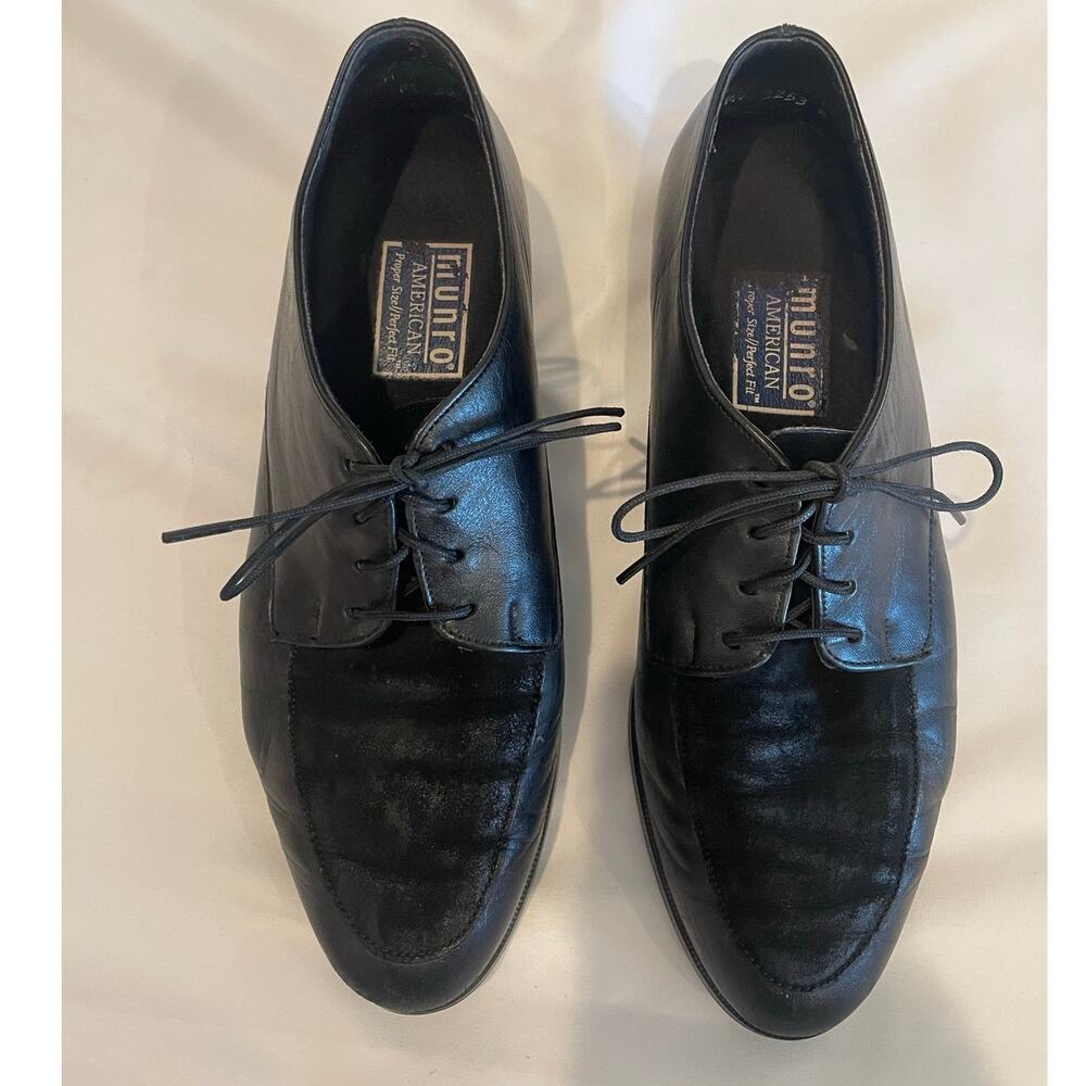 Munro American Comfort Black Leather Lace Up Oxford Dress Shoes Women’s Size 8